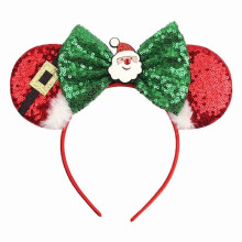 Christmas mouse ears bow headband headband for girls, glitter snowflake headband hair accessories