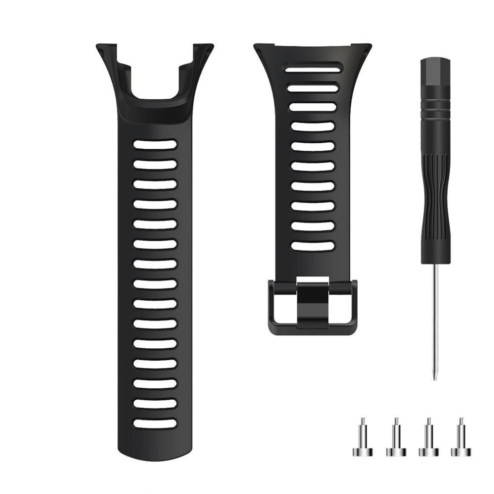 (Black) 24mm Silicone Strap For Suunto Ambit Series 1/2/3 Watchband For SUUNTO AMBIT 1/2/2S/2R/3P/3S/3R Sport Watch Band