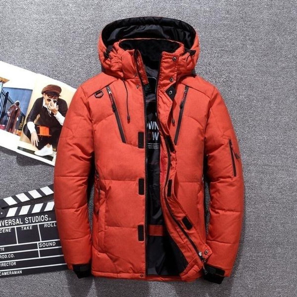 (orange, XXL) Mens New Winter Warm White Duck Thick Down Jacket Veste Outwear Men's Snow Parka Hooded Jacke Coat 5XL 9 Colors