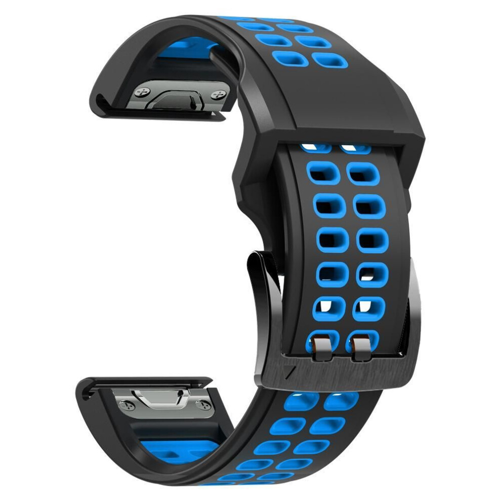 (Black,Blue, 26mm (For Fenix 7X)) 22mm 26mm Silicone Strap For Garmin Fenix 7 7X 6 6X Pro 5 5X Plus Quick Release Watchband For Garmin EPIX Forerunner 945 935 Smart Watch Band