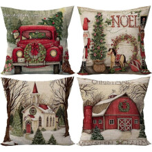 4pcs Christmas Throw Pillow Covers 18x18 Inches Christmas Decorations Pillow Case for Farmhouse Decorative Home Decor