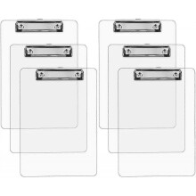 6Pcs A4 Clipboard Heavy Duty Acrylic Transparent Clipboard Clear Clip Boards with Low Profile Clip