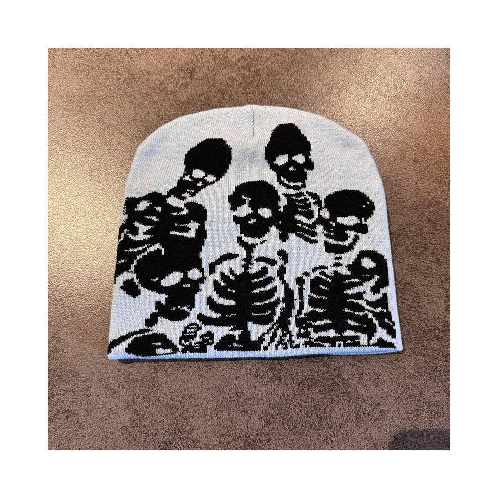 (Blue) Design Skulls Halloween Beanie Street Knitted Hat For Cosplay And Events Themed-image-OPC-PHGRGVH-NEW