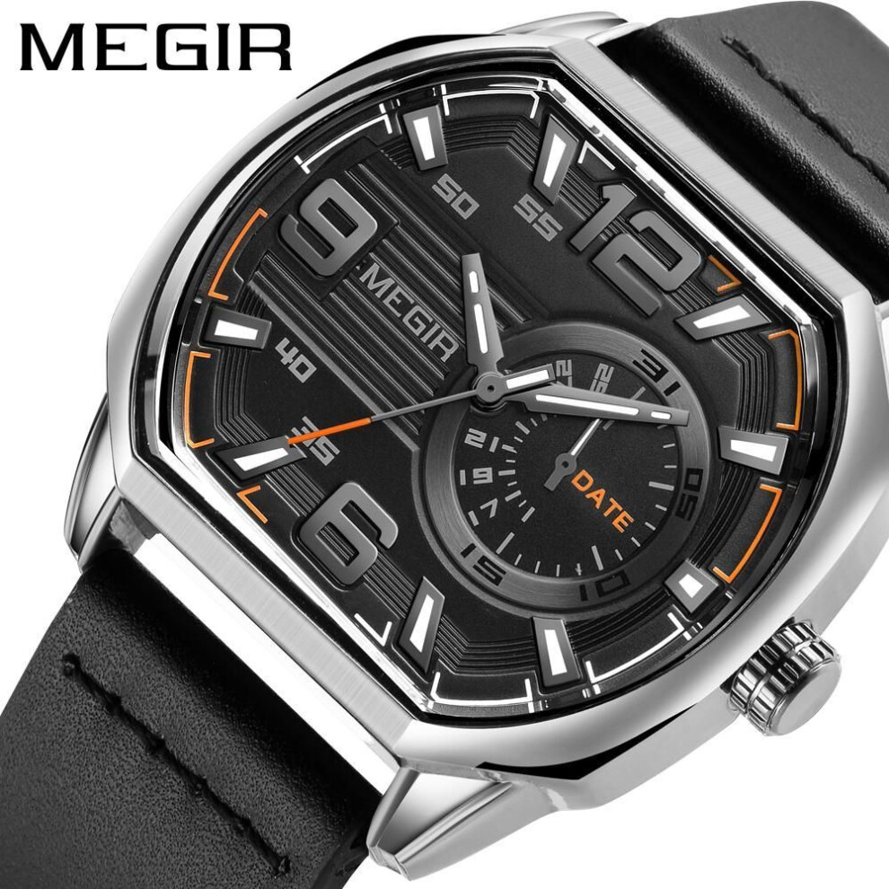 (Silver) MEGIR 2022 Business Watches for Men Top Brand Luxury Stylish Man Watch Military Quartz Clocks Luminous