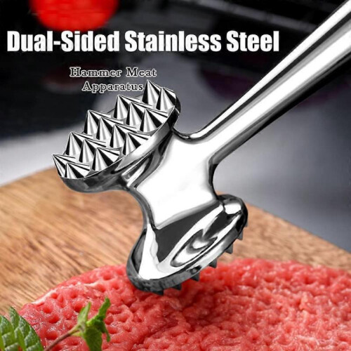 Meat Tenderizer Hammer Mallet Tool Stainless Steel Double-sided Meat Hammer Kitchen Tool 2