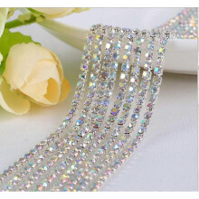 20 Yard Crystal Rhinestone Close Chain Trim Sewing Craft 2.5mm Silver Color