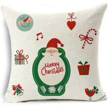 Santa Claus Merry Christmas Pillow Covers Cotton Linen Pillow Case Sofa Home Bedroom Decorative Pillowcase 18"x 18"