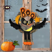 Front door halloween wreath with owl, halloween decorations halloween party decoration