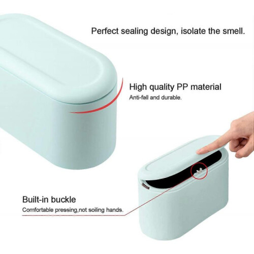 Office Desktop Paper Bin,Desk Trash Can with Lid, Mini Kids Table Waste Bin 2