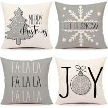 Christmas Pillowcase Set of 4 Farmhouse Christmas Ornaments Winter Holiday Decor Pillowcases