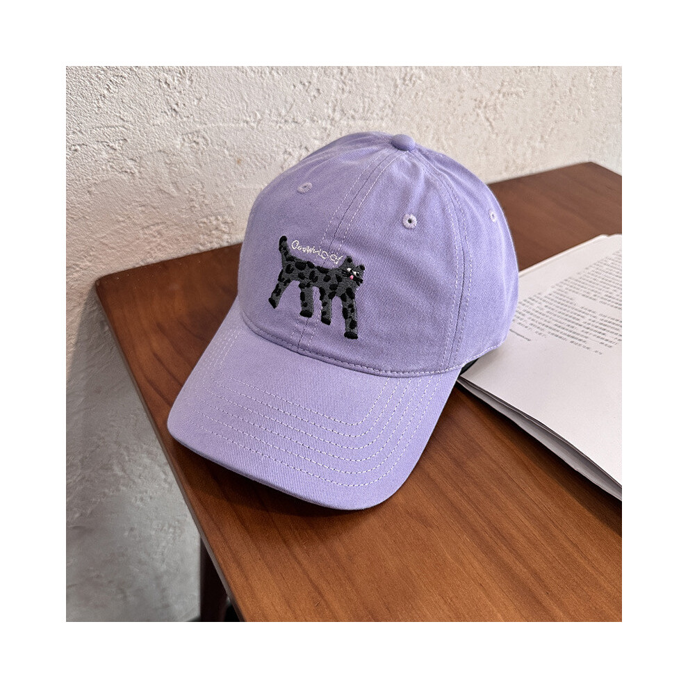 (Purple) Baseball Versatile Cap With Spotted Cat And Letter Embroidery For Daily Design-image-OPC-PHGRJDJ-NEW