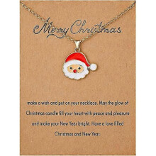 Santa Snowman Pendant Necklace Ladies Girl Teen Adjustable Wish Card Chain Necklace