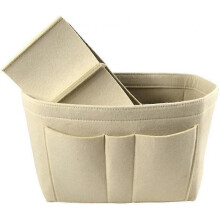 Felt Handbag Organizer Women Interior Organizer Handbag Storage Bag Travel Cosmetic Storage (beige, S)
