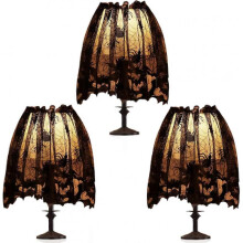 3-Pack Halloween Lampshade Decorations, Black Lace Ribbon Cobweb Lampshade Shade Top Scarf