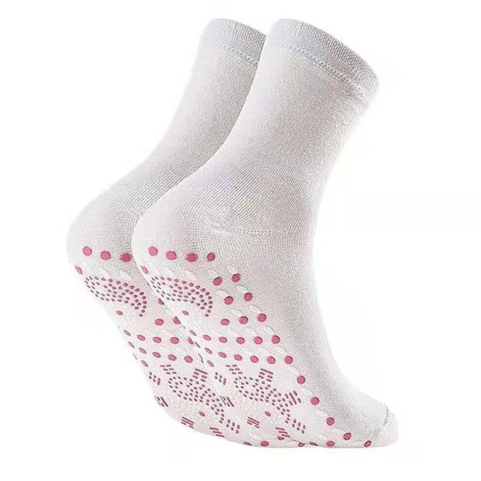 (white, One Size) Tourmaline Magnetic Socks Self Heating Therapy Unisex Heated Socks Massage Socks for Men and Women Foot Warmer Socks