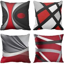 4pcs Throw Pillow Covers Modern Abstract Red Stripes Gray Black White Acrylic Bold Grey Decorative 18x18 Pillowcases