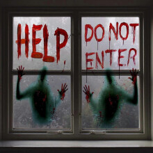 Halloween Giant Bloody Window Poster Window Sticker Party Decoration Haunted House Door Cover Creepy