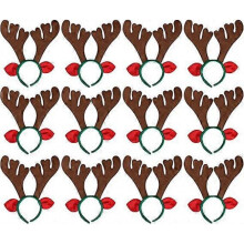 12Pcs Christmas Reindeer Antlers Headband Deer for Christmas Holiday Kid's Party Favors