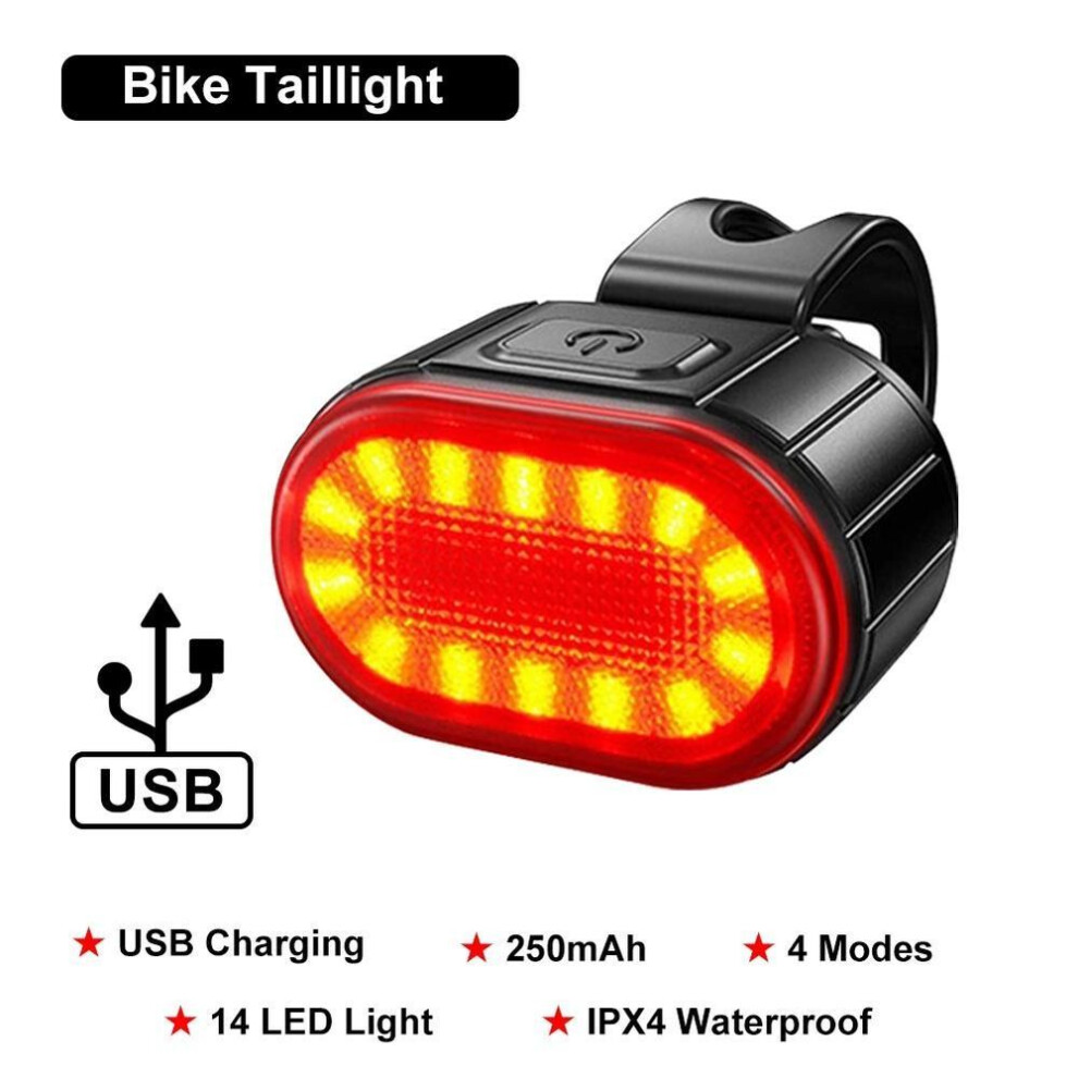 (red) USB Rechargeable LED Front  Rear Bike Light  Headlight Cycling Taillight Bicycle Lantern Lamp