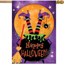 witch feet halloween house flag cauldron full moon