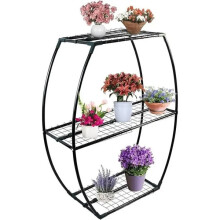 Garden Greenhouse Shelving Unit 3 Tier Metal Black