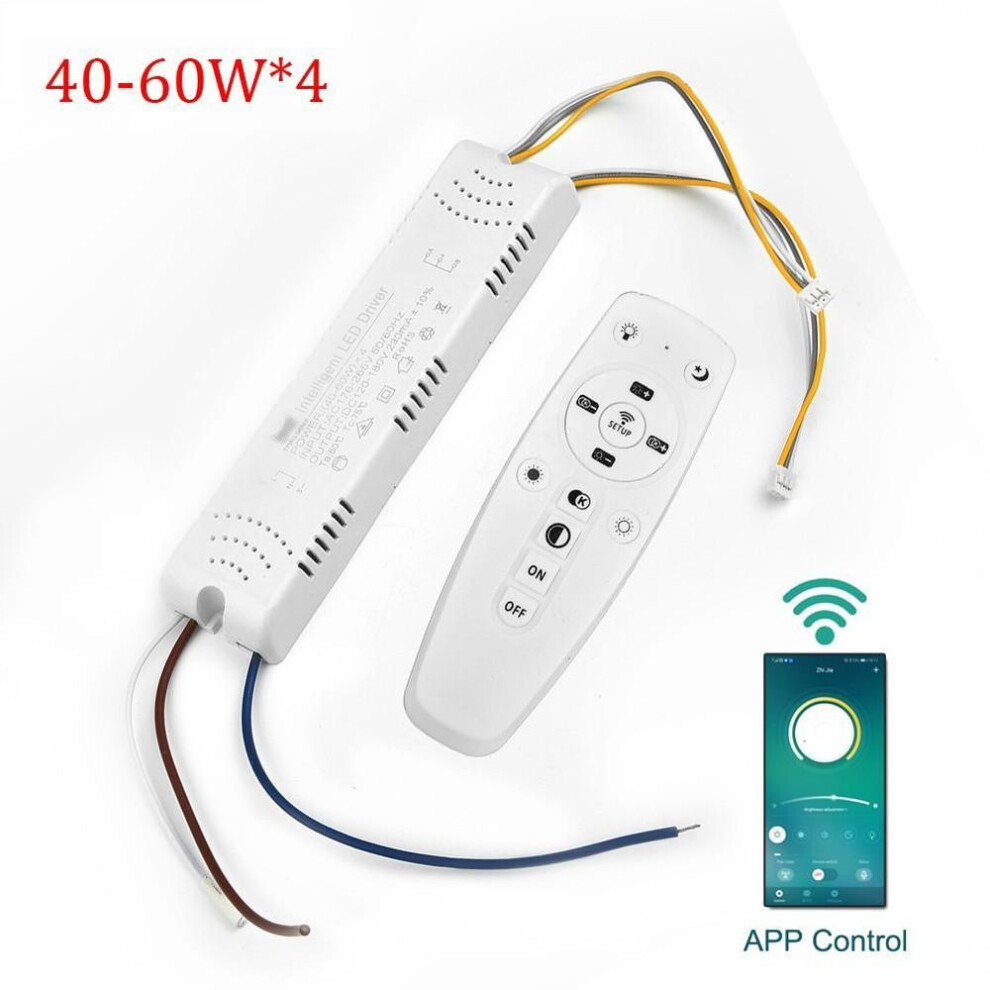 (40-60W*4, White) 2.4G Intelligent LED Driver Remote Control Power Supply Dimming