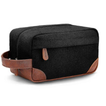 Toiletry Bag Hanging Set Men's Waterproof Canvas Shaving Bag Large Capacity Travel - Black