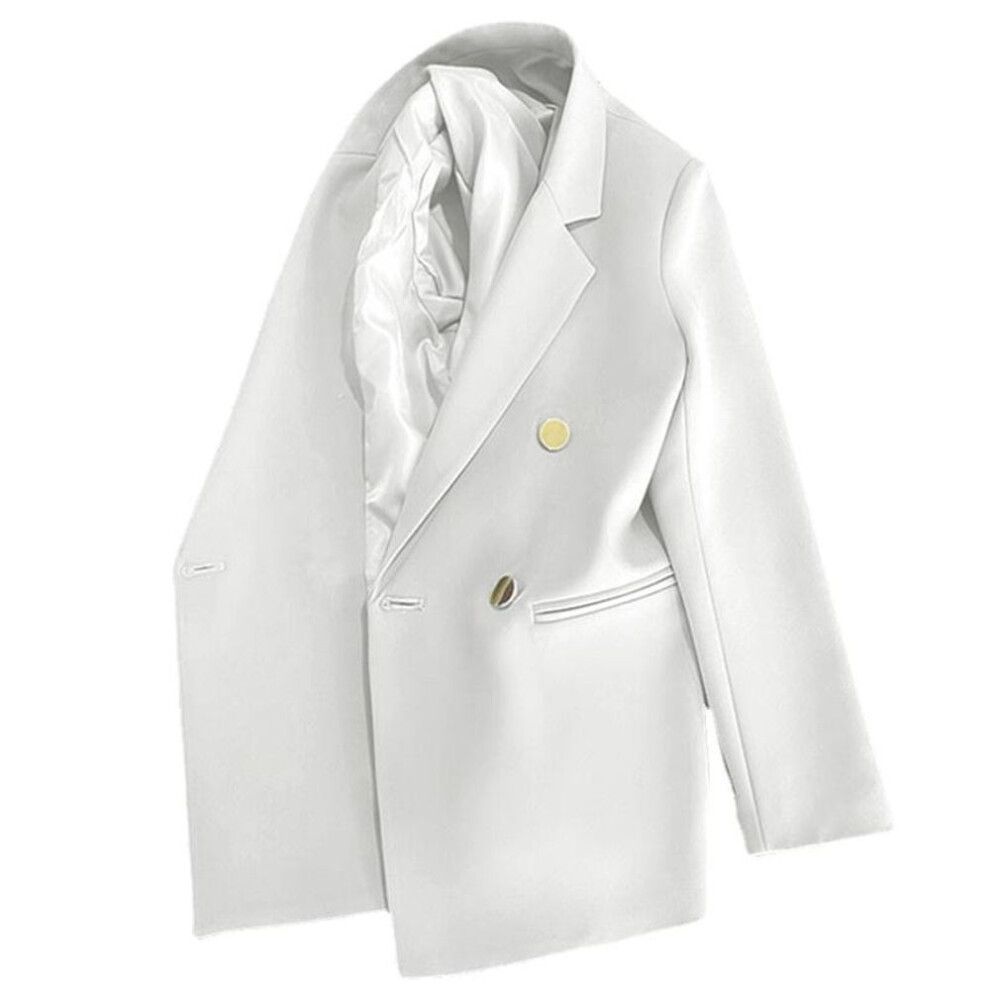 (white, XL) Asian Size Fashion Casual Women&apos;s Solid Color Pocket Blazer Suit Long Sleeve Cardigan Multi Colors Blazers Jacket