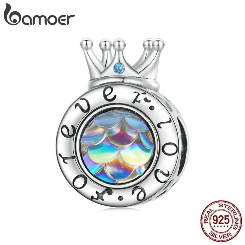 (E) BAMOER 925 Sterling Silver Sky Blue Snow Flower Beads Aquamarine Zircon Snowflake Charms for Women Bracelet Fine Jewelry