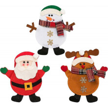 Christmas Silverware Tableware Holders Set 3Pcs Santa Reindeer Snowman Cutlery Holder Knife Forks Spoons Bags-Christmas