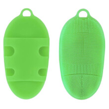 Soft Silicone Body Scrub Exfoliating Gloves Bath Cleansing Brush, SPA Massage Skin Care Tool (Green)