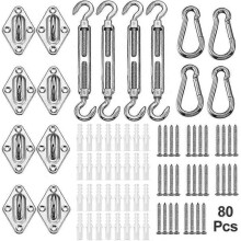 Shade Sail Hardware Kit 6 inch for Triangle Rectangle Sun Shade Sail Installation, 304 Grade Stainless 80 Pcs