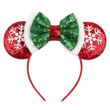 Christmas mouse ears bow headband headband for girls, glitter snowflake headband hair accessories