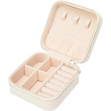 Small Jewelry Box, Travel Portable Jewelry Box for Rings, Pendants, Earrings, Necklaces (White)