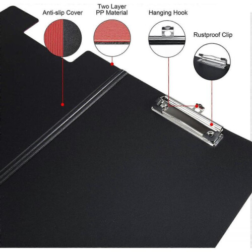 3 Pack Clipboard with Cover, Clipboard Folder A4 Foldover Clipboards Plastic Clip Boards 2