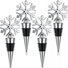 4 Pieces Snowflake Wine Stopper Christmas Wine Bottle Stopper for Wine Beverage Beer Bottle Stopper Decorative