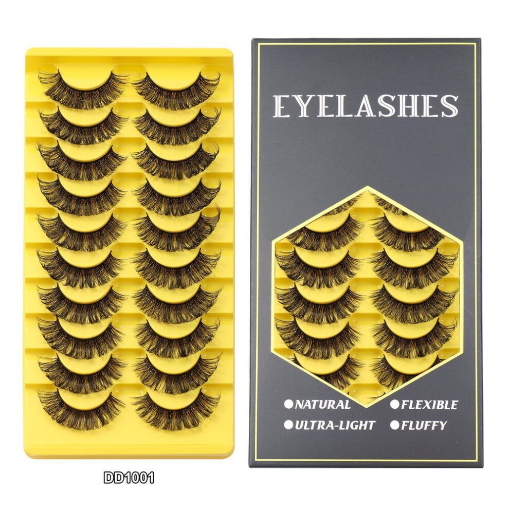 (DD1001) 10 Pairs Natural False Eyelashes Curl Russian Volumes 3D Fluffy Mink Reusable Fake Lashes Flexible Extensions Faux Cils