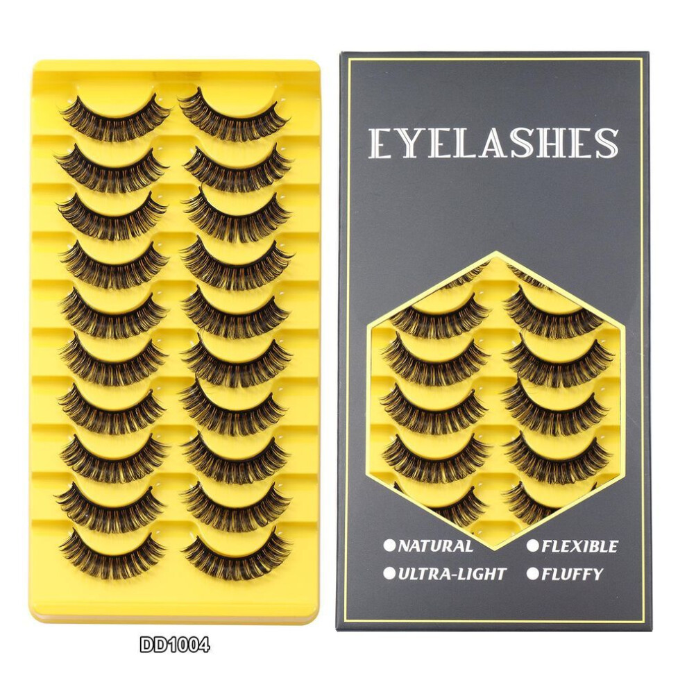 (DD1004) 10 Pairs Natural False Eyelashes Curl Russian Volumes 3D Fluffy Mink Reusable Fake Lashes Flexible Extensions Faux Cils