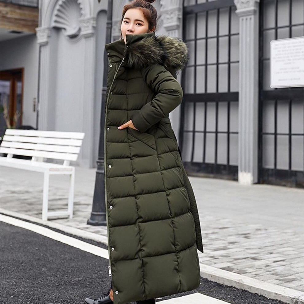(army green, XXL) Winter Women Down Coat Cotton Padded Parka Thickened Long Jacket