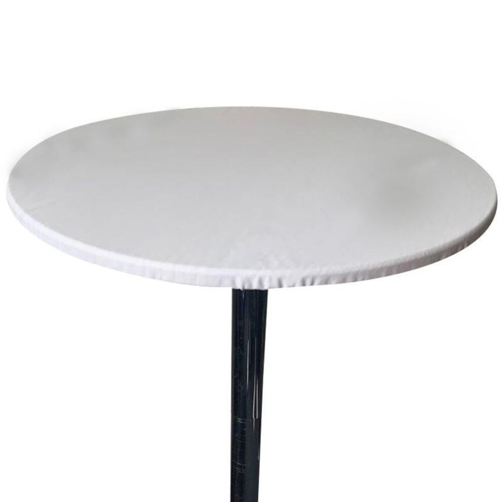 (white, 60cm) Round 60-130cm Fitted Tablecloth Table Cover Elastic Protector Waterproof