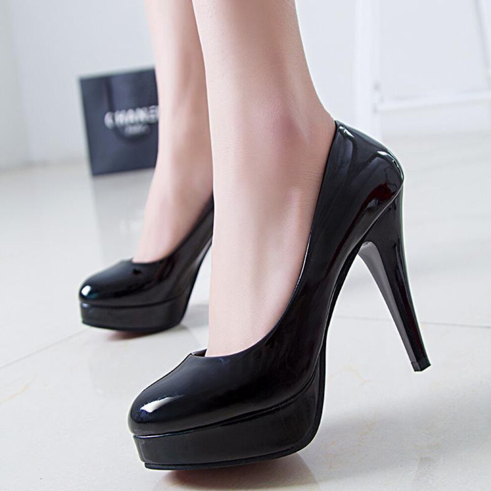 (black, 39) Casual Shoes Fashion Women Platform Pumps Round High Heels Office Shoes