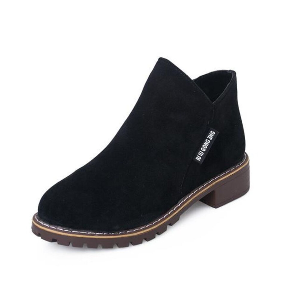 (black, 36) Women 2023 Martin Boots Autumn Winter Boots Ladies Ankle Boots Heels Shoes Woman Suede Leather Boots Casual Boots