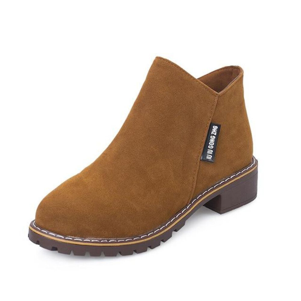 (brown, 35) Women 2023 Martin Boots Autumn Winter Boots Ladies Ankle Boots Heels Shoes Woman Suede Leather Boots Casual Boots