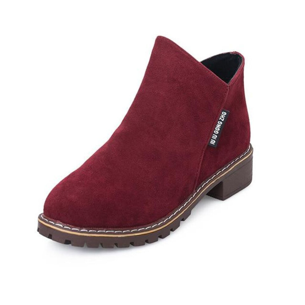 (wine red, 36) Women 2023 Martin Boots Autumn Winter Boots Ladies Ankle Boots Heels Shoes Woman Suede Leather Boots Casual Boots