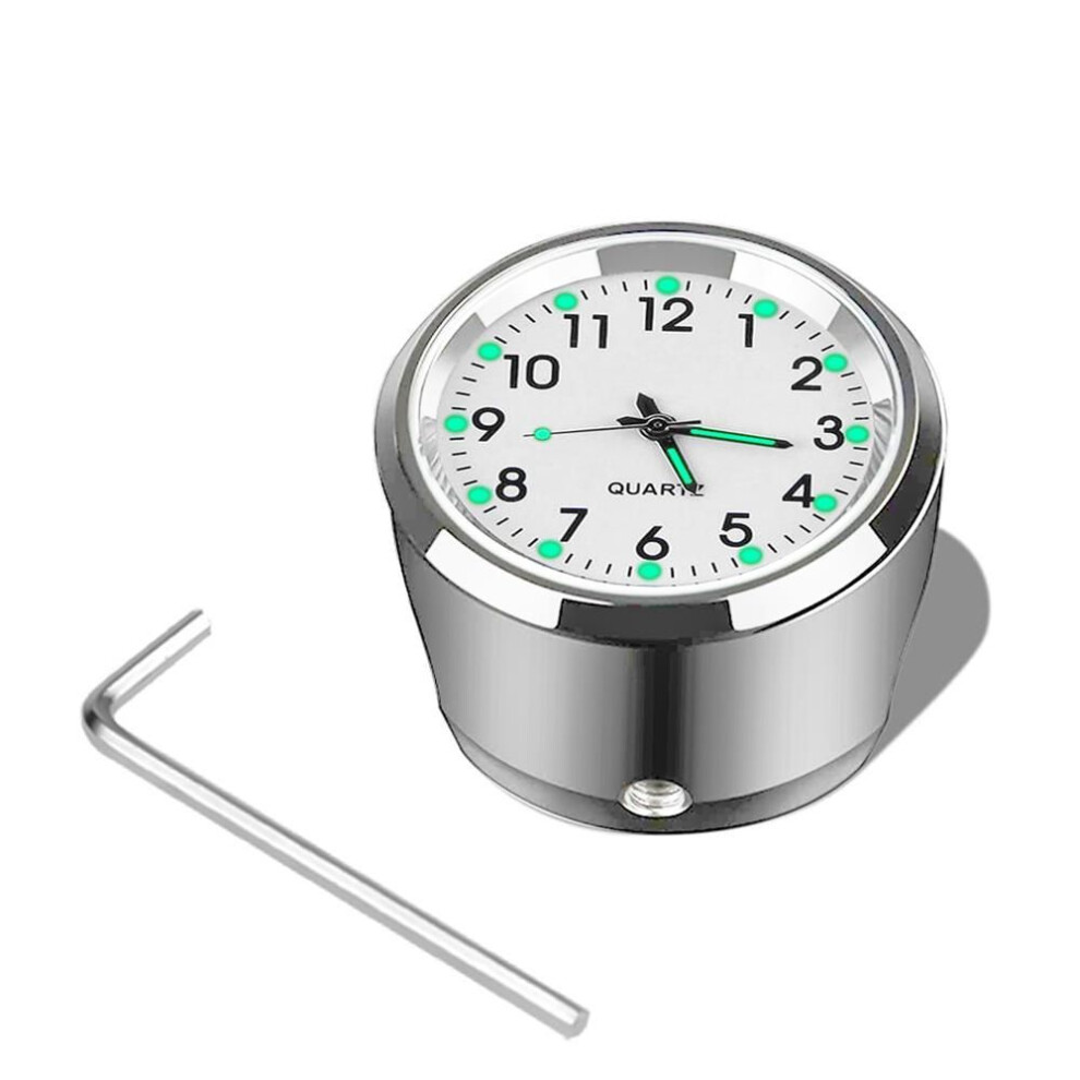 (White) Motorcycle Handlebar Mount Clock 7/8" Chrome Waterproof Bike Motor Quartz Watch Aluminum Luminous Clock Moto Accessories White 8429816089641