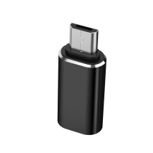 (Black) Type-C Adapter USB C to Micro USB Cable Alloy Micro USB Male to Type C Female Adapter Converter Connector for Phone Tablet