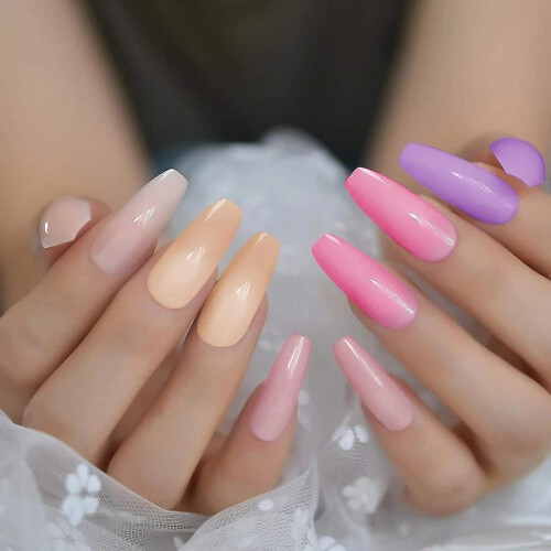 200 Pieces Acrylic Extra Long Press On Nails Coffin Artificial False Nails Solid Color Full Cover G 2
