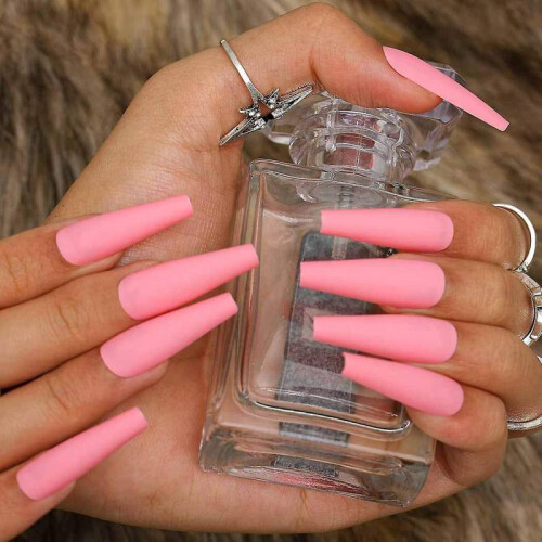 Super Long Matte Press On Nails Coffin Ballerina Solid Fake Nails Acrylic Artificial Nails False Nails 2