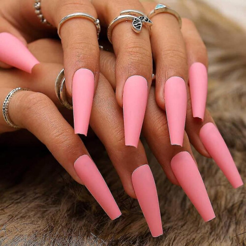 Super Long Matte Press On Nails Coffin Ballerina Solid Fake Nails Acrylic Artificial Nails False Nails