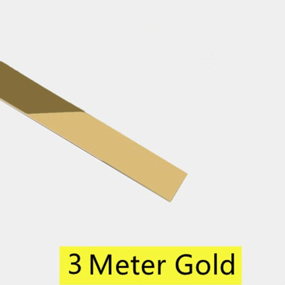 (gold, width 10mm) 3 Meter stainless steel flat decorative lines self adhesive mirror wall sticker Living Room Background Wall Ceiling edge Strip